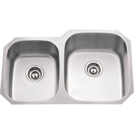 32 Lx20-5/8 Wx9 D Undermount 18 Gauge Stainless Steel 40/60 Double Bowl Sink